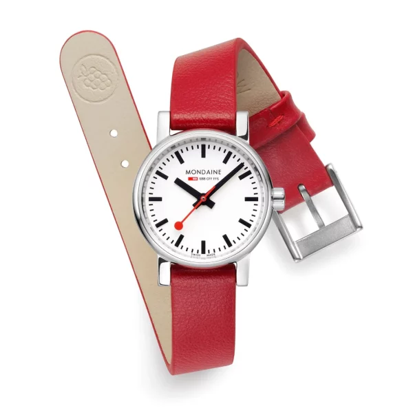 Mondaine Evo2 26mm bracelet rouge vegan – Image 3