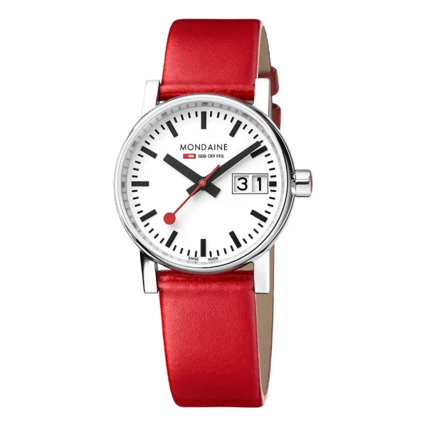 Mondaine Evo2 30mm bracelet rouge vegan