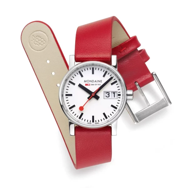 Mondaine Evo2 30mm bracelet rouge vegan – Image 2