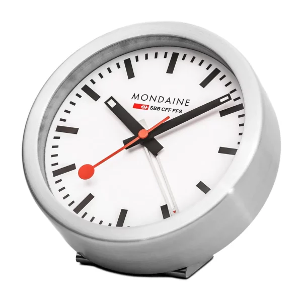 Mini horloge et réveil Mondaine grise – Image 2