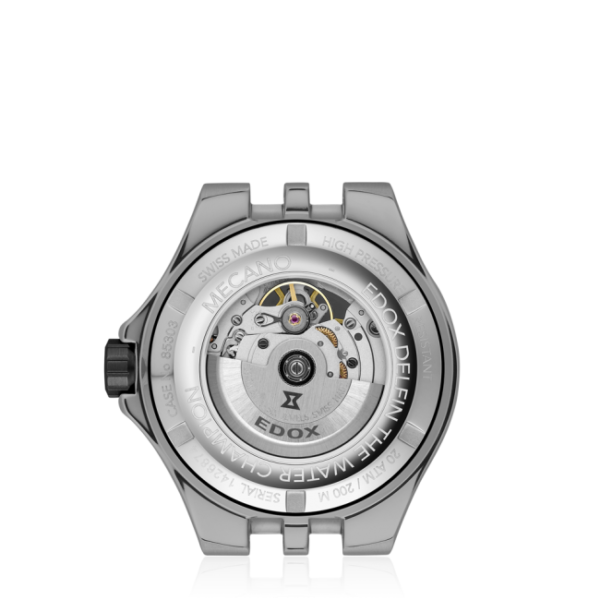 Edox Delfin automatique noir bracelet acier – Image 2