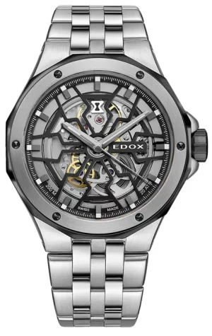 Edox Delfin Mecano automatique noir bracelet acier