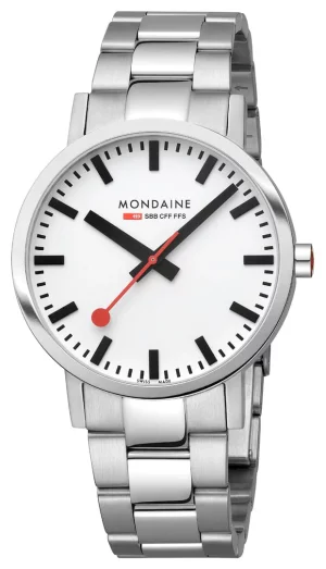 Mondaine Classic 40mm acier cadran blanc
