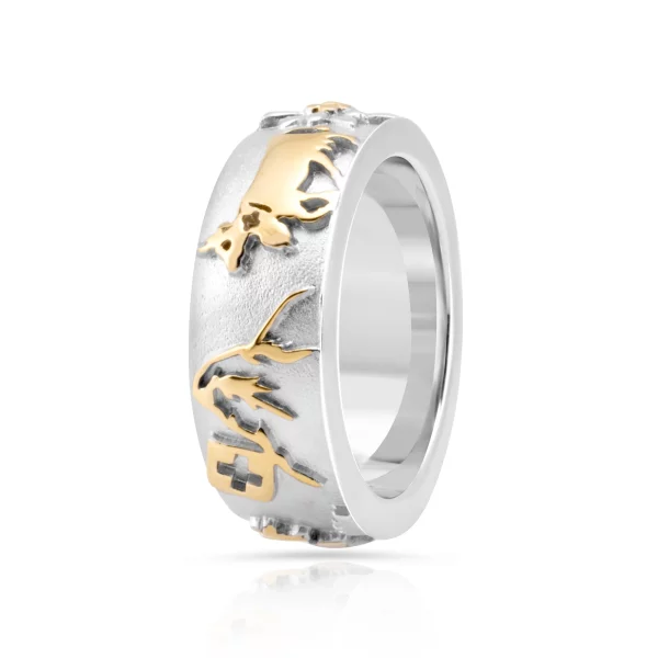 Bague Gexist en argent bicolore Cervin & vaches & Edelweiss – Image 3