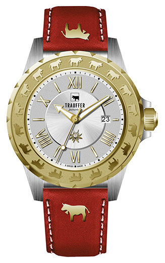 Trauffer acier bico bracelet cuir rouge vache