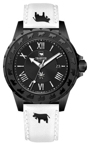 Trauffer noir bracelet blanc vache