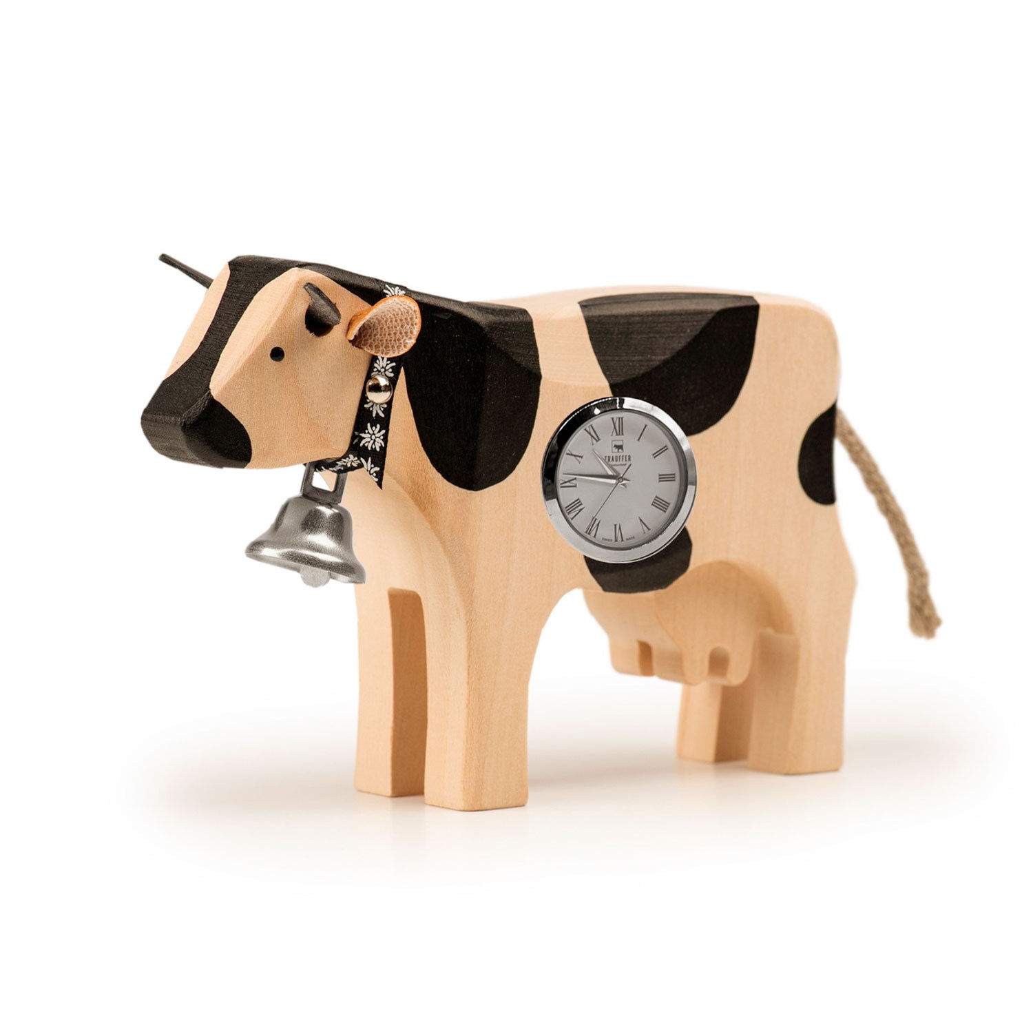 Trauffer vache noir horloge argent