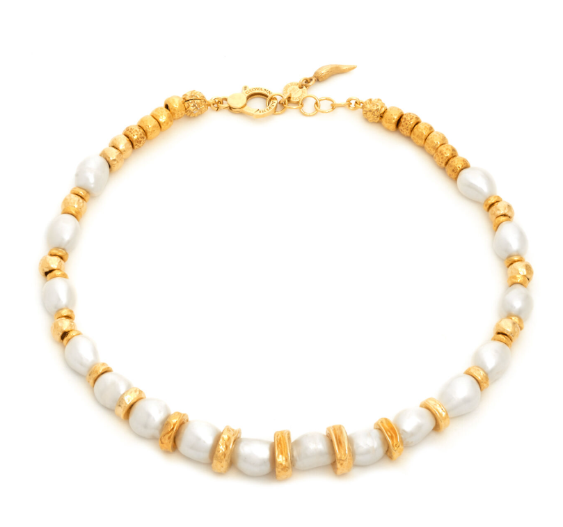 Collier Riviera Giovanni Raspini doré et perles naturelles
